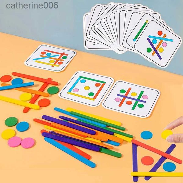 Puzzles Enfants Montessori Puzzle en bois 3D jeu de Puzzle Tangram bâton géométrique anneau forme correspondant enfants enfant en bas âge début jouets éducatifsL231025