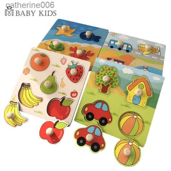 Puzzles Enfants main saisir conseil 3D Puzzle jouets en bois pour enfants dessin animé Animal bois Puzzle enfant en bas âge bébé début éducatif apprentissage ToyL231025