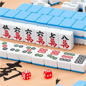 Puzzles Mini Mahjongs Board Game Set 144pcs Tile Classic traditionnel Dominos chinois voyage rose 230621 Drop livraison Toys Cadeaux Dhu5i