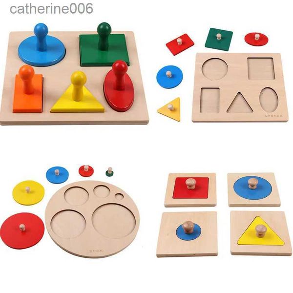 Rompecabezas Montessori Puzzle Toys Formas geométricas de madera Clasificación Matemáticas Colorido Aprendizaje preescolar Juego educativo Bebé Niño ToysL231025