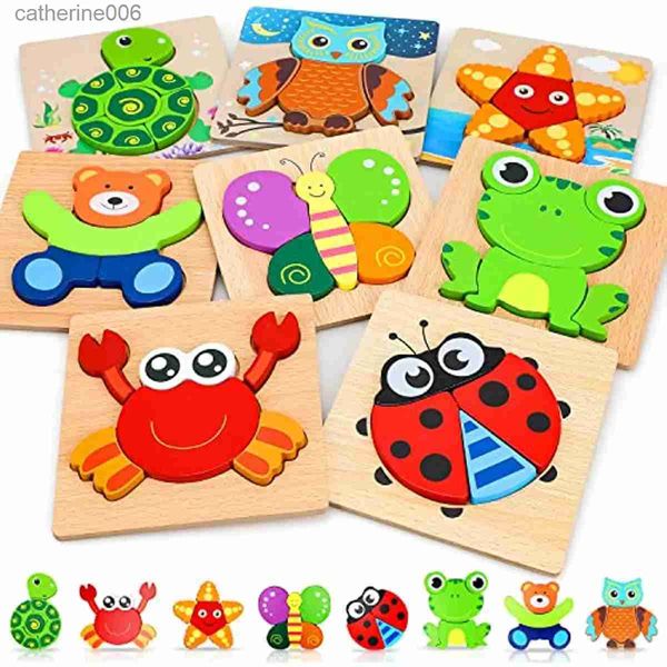 Puzzles Montessori en bois 3D Puzzle animaux de bande dessinée apprentissage précoce Cognition Intelligence Puzzle jeu début jouets éducatifs pour KidsL231025