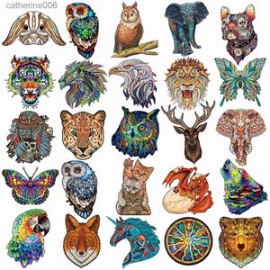 Populaire Houten Legpuzzels Felgekleurde Wolf Uil Adelaar Kat Houten Puzzels Senior Dieren Intellectueel Speelgoed Voor Volwassenen KidsL231025