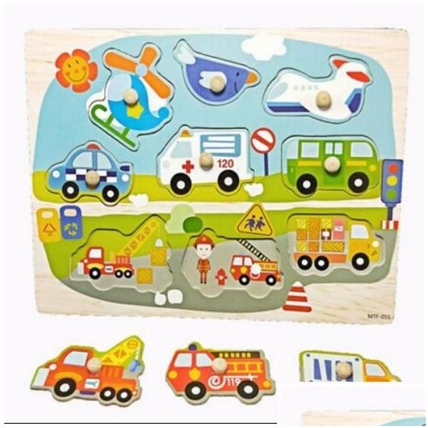 Les puzzles reconnaissent Puzzle Montessori Toy Wooden 3D Chop Boards Cartoon Animaux Jigsaw Game Toys for Kid Learning Learning Educatio Drop de Ot8qc
