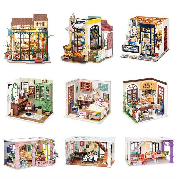 Puzzles Robotime DIY Maison de poupée miniature en bois Jouets pour enfants Femmes 221201