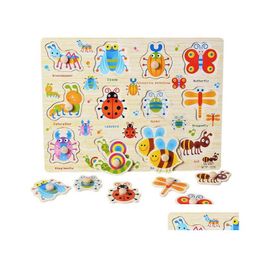 Puzzels Speelgoed Peuter Houten 3D-puzzelborden Cartoon speelgoed Dieren Legpuzzelspel voor kinderen Vroeg leren Educatief Classiques Drop Deli Dhsm2