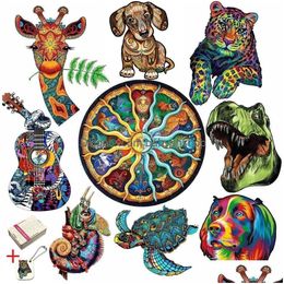 Puzzles Puzzle animal en bois pour enfants Adts Puzzle caméléon mystérieux unique cadeau de vacances jeux interactifs jouet bois 230529 Drop De Dhoke