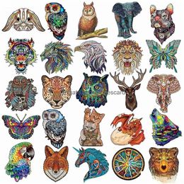 Puzzels Houten Jigsaw Felgekleurde Wolf Uil Adelaar Kat Senior Dier Intellectuele Speelgoed Voor Adts Drop Levering Dhinc