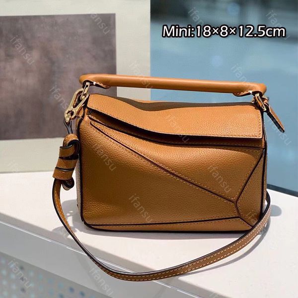 Puzzlle Diseñador de lujo Bolso de hombro de alta calidad Moda clásica para mujer Mini bolso cruzado cuadrado Cuero Versátil Geométrico Cuadrado Patchwork Doctor Pillow Bag