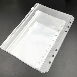 PVC A5 A6 A7 Binder Pockets Zipper Bag-mappen voor 6-ring Notebook Binders Files Reports Binder