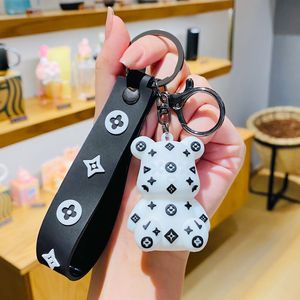 PVC Bear Keychains Ring Holder Sieraden Cartoon Bloem Lanyard Key Chains Accessoires Dierhangtas Bag Charm snuisterijen Geschenk schattig modeontwerp voor autosleutels