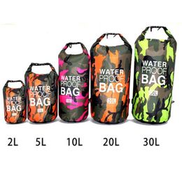 Camouflage PVC Sac à dos imperméable portable Sport extérieur sac de rafting rivière Trace Bodet Sac sec 2L 5L 10L 15L 20L 30L Q6488152