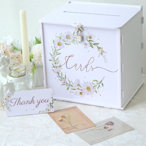 Boîte de cartes en PVC Boîte-cadeau de mariage avec verrouillage pour réception de mariage Daisy Enveloppe Money Card Boîte pour la fête de baby shower approvisionnement 240419