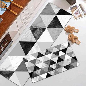 PVC-tapijt Lange Keuken Vloer Mat Olieveilige PU Lederen Anti-Slip Rug Gebied Rug Living Slaapkamer Gebed Pad Modern Entree Deurmat 211109