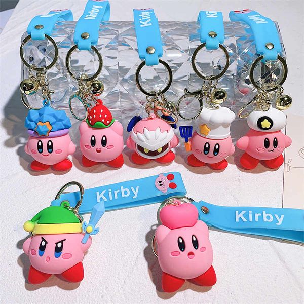 PVC Cartoon Star Kabi Metal Keychain Red Strawberry Love Colgante Lindo llavero Kirby Keychain