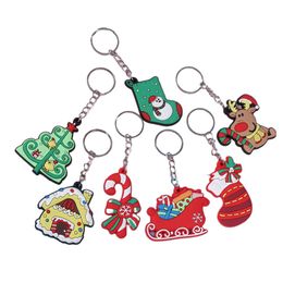 PVC Christmas Keychain Paar Cartoon Keychains Bagage Decoratie Key Chain Xmas Gift Keyring
