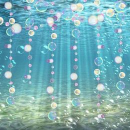 Pancarta de burbujas transparente de PVC, decoraciones para fiesta de cumpleaños de sirena, guirnaldas colgantes circulares bajo el tema del mar, decoración para fiesta de primer cumpleaños