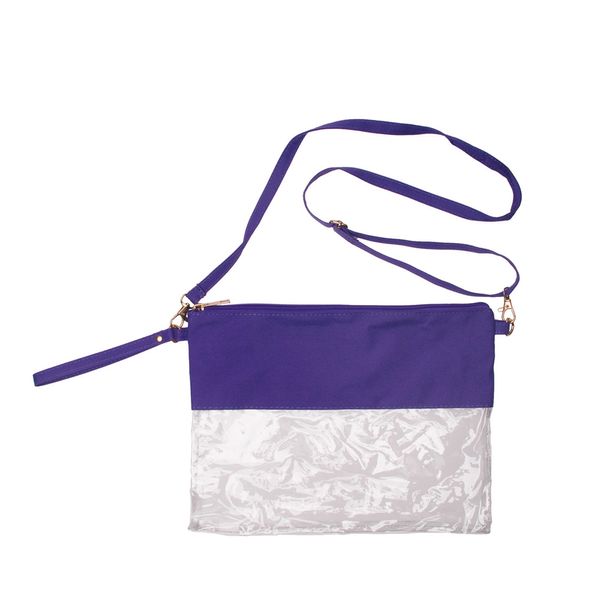 Bolsa de cosméticos transparente de PVC 25pcs / Lot EE. UU. Almacén local Bolsas de maquillaje con adornos de color Patrón de estadio Bolso de mano transparente DOMIL106-1056