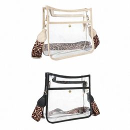 Pvc Doorzichtige Draagtas Met Luipaard Gitaarband Menger Tas Met Luipaard Gitaarband Transparante Crossbody Tas V06j #