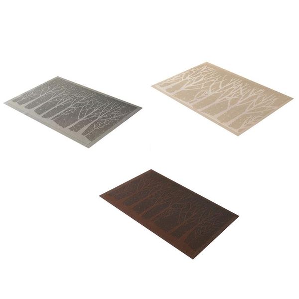 Manteles individuales de PVC para mesa de comedor con diseño de árbol, manteles individuales de vinilo tejido lavable, tapete de comida superior con aislamiento térmico