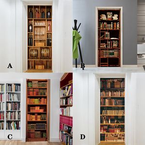 PVC deursticker muurschildering decor vintage boekenplank boekenkast muurstickers voor woonkamer home decor moderne kunst decoratie 19DEC23 210317