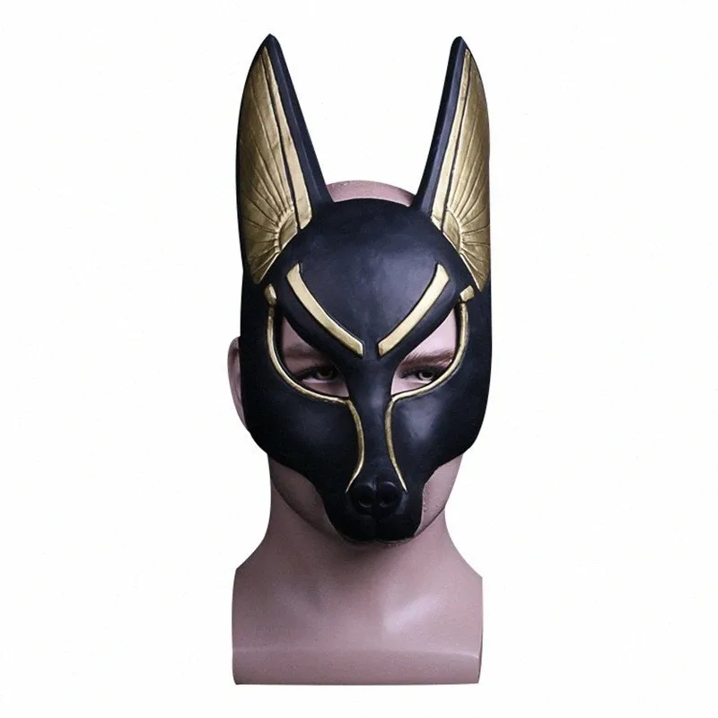 M scara De PVC Egipcio Anubis Cosplay Cara Canis SPP Cabeza Del Lobo 