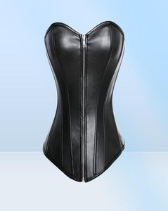 PVC Faux Leather Overbust Corset Bustier S6XL Plus Size Dames voor Zipper Corset Push Up beha Red Black LC52238503587