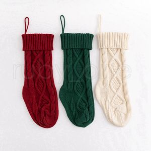 46cm Knitting Noël Bas Arbre de Noël Décorations couleur unie Enfants Enfants Cadeaux Bonbons Sacs DHL rapide des navires RRA4478