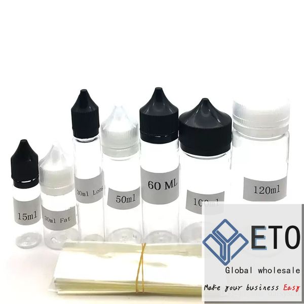 Película de envoltura termorretráctil de PVC para botellas, 15ml, 30ml, 50ml, 60ml, 100ml, 120ml, botella de líquido E, películas de tubo de envoltura de PVC transparente, botella de envoltura retráctil