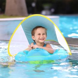 PVC Inflable Baby Swimming Bobo Float con bolsillo para el asiento del dosel del sol para niños pequeños infantiles edad 1-3 piscina Beach brazo Floatie 240416