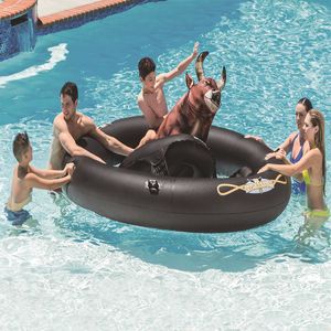 PVC opblaasbaar water Inflatabull drijvende rij volwassen BullRiding aquatische mount verdikte zwemmen speelgoed water spelen volwassen speelgoed niushi zwart trend cool giant ba74 E23