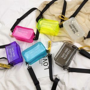 Sac à bandoulière en plastique Pvc pour femmes, sac à bandoulière transparent à la mode, petit fourre-tout messager couleurs bonbons, sac à cosmétiques