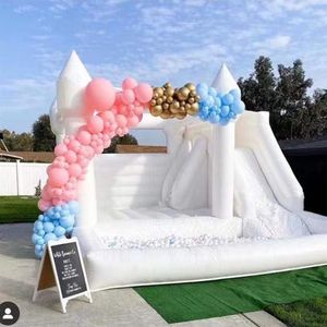 Cavalier en PVC Mariage gonflable Blanc Bounce combo Château Avec toboggan et fosse à balles Lit sautant Château gonflable Rose videur Maison moonw240p