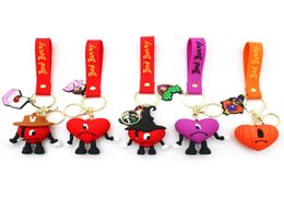 Porte-clés en PVC avec sangles de mauvais lapin, décorations à boucle souple, breloques pour enfants, sac de dessin animé de styliste, pendentif 4141597
