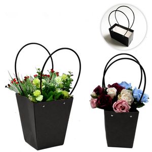 Bolsa de papel de PVC para envolver con asa, ramo de flores DIY, caja de regalo, embalaje, cesta de flores, suministro para envolver