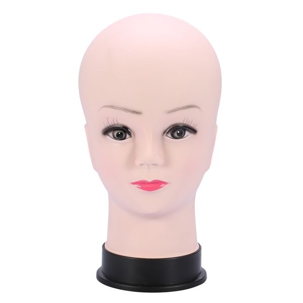 Herramienta de modelo de cabeza de Maniquí de PVC, peluca para mujer, exhibición de sombrero con Base, práctica de maquillaje de pestañas, maniquí de entrenamiento, modelos de cabeza calva