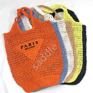 Mode Strandtassen Raffia Designer Tote Bag Straw mesh pocket schoudertas Cool Summer Letter Zachte handtassen Boodschappentas zonder doos Verschillende kleuren Boodschappentas