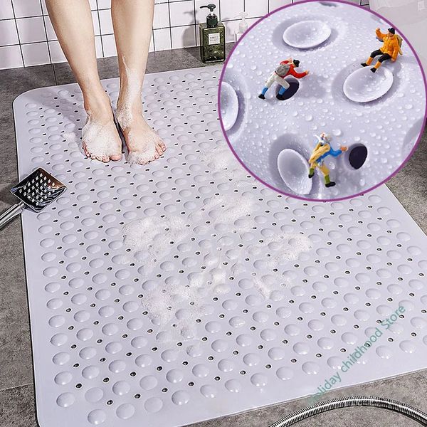 Pvc antidérapant grand tapis de bain sécurité ventouse salle de bain tapis de douche ménage doux Massage tapis de bain douche baignoire tapis pied Pad 240313