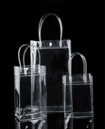 PVC Plastic Gift Bags met handgrepen Plastic Wine Packaging Bags Clear Handtas Party Gunsten Bag Fashion PP Tassen met knop LX22719226095