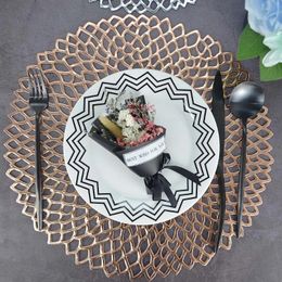 PVC Plastic Hollow Placemat voor eettafel Warmte isolatie Non Slip Round Coaster Pads Tafel Bowl Matten Home Decor 36 cm- voor eettafel Heat isolatie