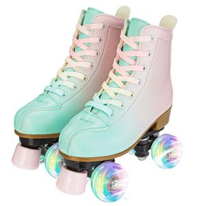 PVC PU Leather Double Row Roller Skates Inline Skate Shoes 4 Wheels Sneakers For Women Men Men Volwassenen Outdoor Sports schaatsen 240528