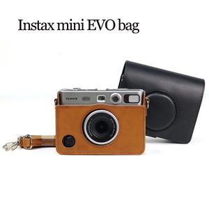 Housse de Protection en cuir PU PVC pour appareil photo Fujifilm Instax Mini EVO Film instantané Po avec épaule amovible Stra 240106