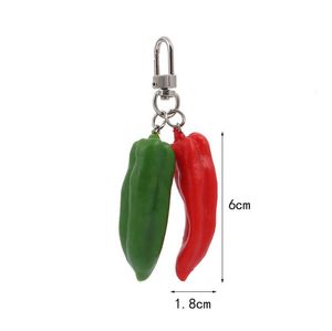 PVC rouge vert poivre porte-clés Creatice nourriture légume Portable sac à dos sac à main breloques ornement suspendu femme bijoux