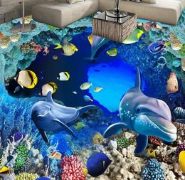 PVC Zelfklevende Waterdichte 3D Vloer Muurschilderingen Onderwaterwereld grot cora Po Muur Papier Sticker Badkamer Keuken Home Decor Papel1987515