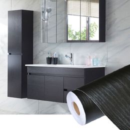 Rollo de papel tapiz autoadhesivo de PVC, impermeable, de madera negra, para muebles, puertas, armarios de escritorio, armario, papel de Contacto para pared, 336M