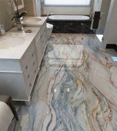 PVC Selfadhesive étanche papier peint 3d marbre carreaux de plancher muraux de salle de bain papier peint de salle de bain 3d sols à la maison autocollants 29872714
