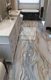 PVC Selfadhesive étanche papier peint 3d marbre carreaux de plancher muraux de salle de bain Papier mural non glissement
