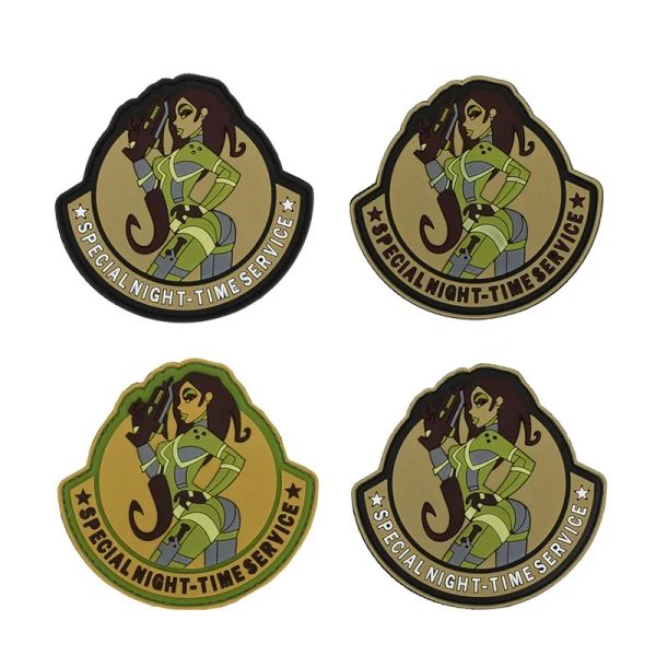 PVC Sexy Girl Hookloop Patch Tactical Military Brand Special Night-Time Service Morale Patche pour les vêtements Punk Sticker Punk