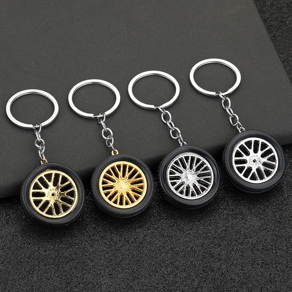 Porte-clés moyeu de pneu en caoutchouc souple PVC, créatif, pendentif de voiture, pendentif de sac d'école modifié pour couple