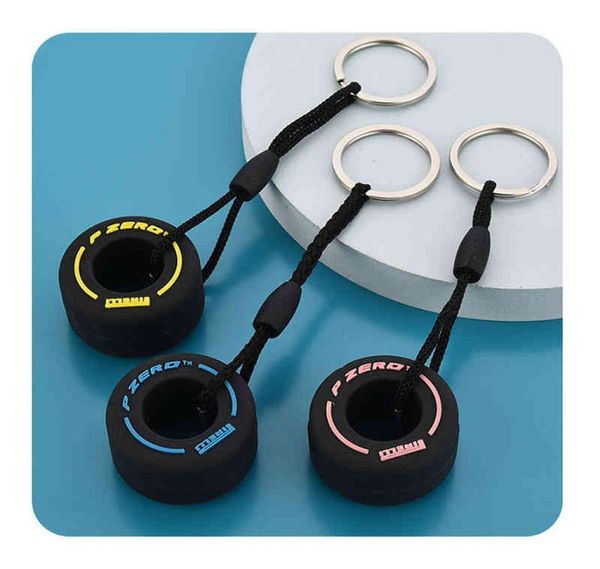 PVC Soft en caoutchouc Tire Keychain Silicone F1 Mini Migne Tire Car Keys Sac Bag de décoration Zipper Cadeaux pour Unisexe Y04145749498