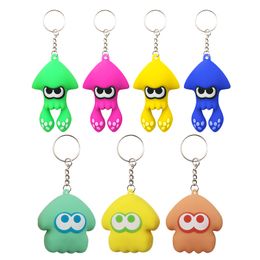 Porte-clés Splatoon en PVC, porte-clés de dessin animé mignon, bijoux, calamar, poulpe, porte-clés de voiture, Design Animal, breloque pour sac, pendentif bibelot, cadeau, accessoires de jeu